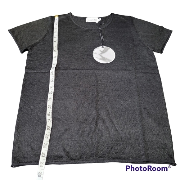 Line & Dot Black Wool Blend Sheer Sweater Knit Short Sleeve Top Size Medium NWT - Picture 8 of 9